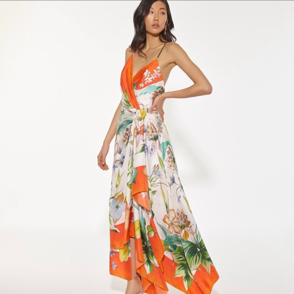 Carolina Herrera Printed Silk Wrap Dress $3290 MSRP size 4